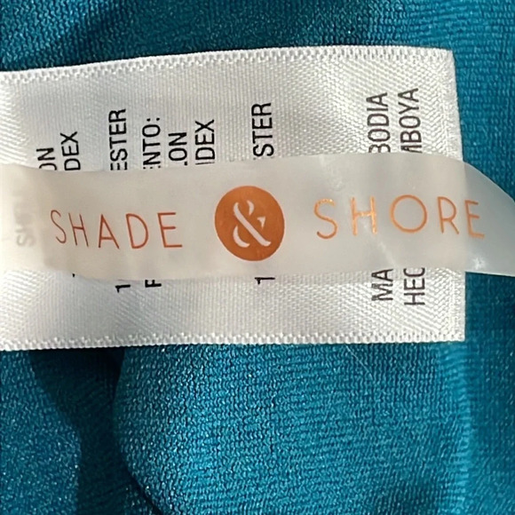 Shade & Shore Bandeau / Halter Tie Back One Piece Swimsuit Teal M - Picture 11 of 15